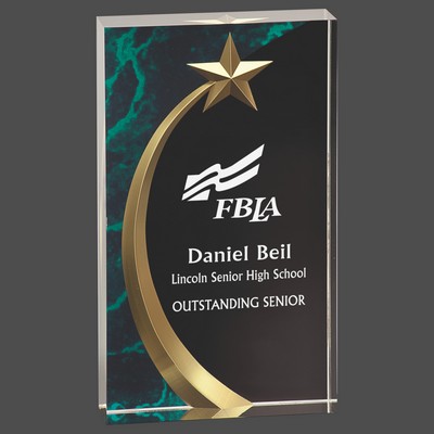 Green Marble Square Shooting Star Acrylic Award (6")