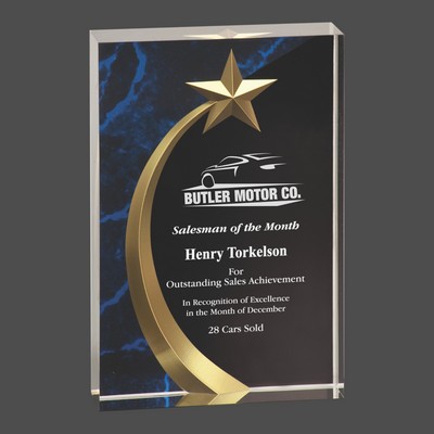 Blue Marble Square Shooting Star Acrylic Award (6¾")