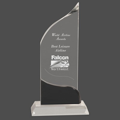 Clear Crystal Wave Award w/Black Accent (10")