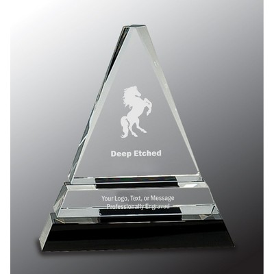 6 1/2" Clear Crystal Triangle Award on Black Crystal Pedestal Base