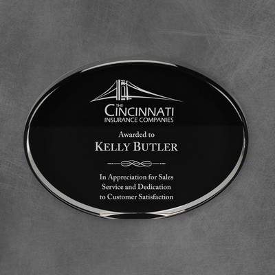 Oval Acrylic Award, Black,6"L
