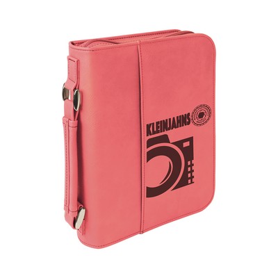 6¾" x 9¼" Pink Leatherette Book/Bible Cover with Handle & Zipper