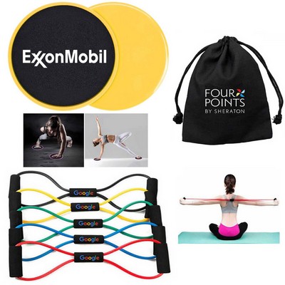 iBank ® Exercise Fitness Sliders + Chest Expander Band