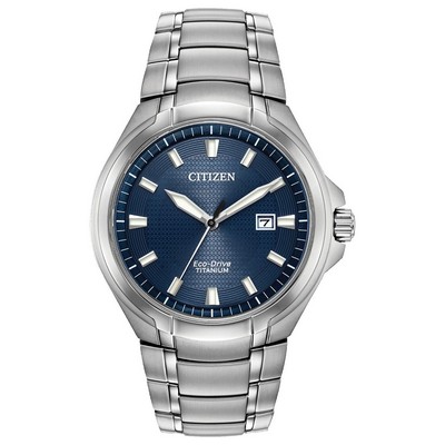 Citizen® Men's Titanium Eco-Drive Watch W/ Dark Blue Dial