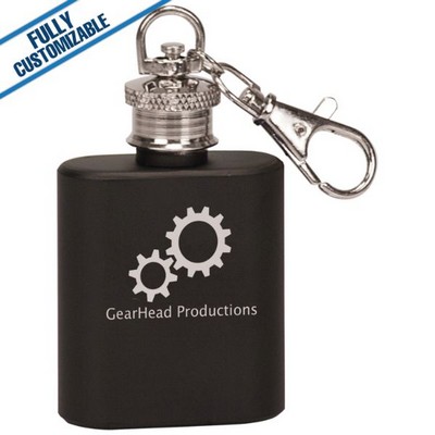 1 Oz. Matte Black Flask Keychain