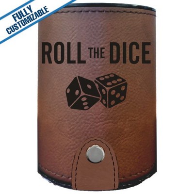 Dark Brown Leatherette - Dice Cup With 5 Dice