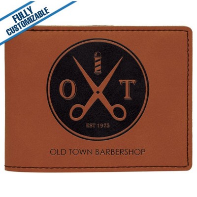 Saddle Tan Leatherette - Bifold Wallet