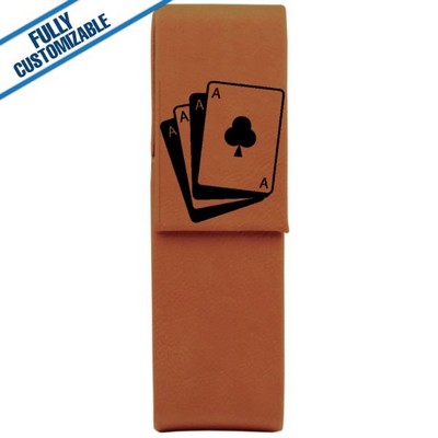 Saddle Tan Leatherette - Double Pen Case