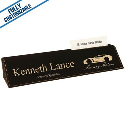 Black & Gold Leatherette - 10.5" Desk Wedge & Card Holder
