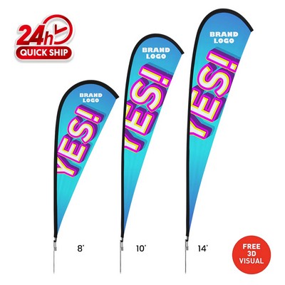 8' Premium Double-Sided Teardrop Flag Kit w/Ground Spike