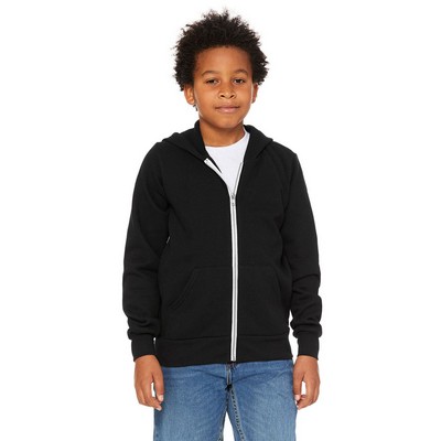 Bella+Canvas® Youth Sponge Fleece Full-Zip Hooded Sweatshirt