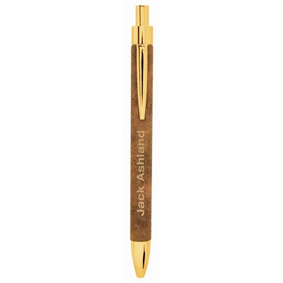 Rustic/Gold Laser Engraved Leatherette Pen