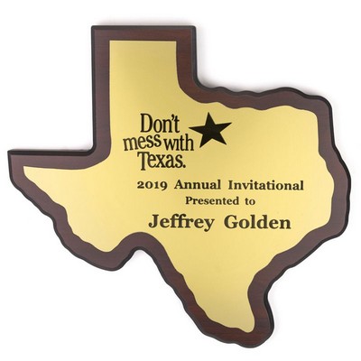 State of Texas Walnut Finish Plaque (12 ¾" x 11 ½")