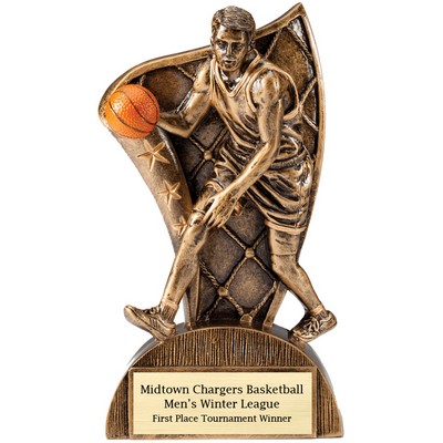 6 ½" Male Basketball Flag Resin Trophy