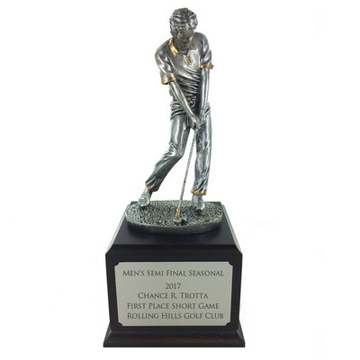 12 ½" Antique Silver Male Golfer Trophy