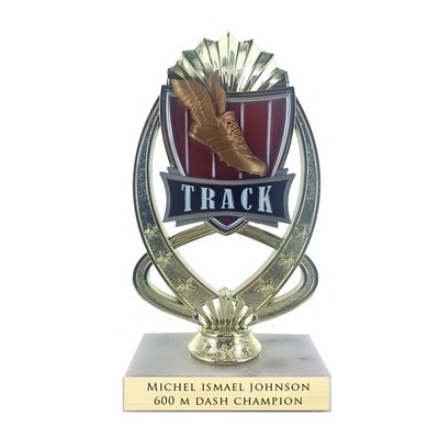 7 ¼" Full Color Modeled Track Trophy w/Marble Base