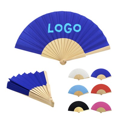 Wood Rib Fabric Folding Fan