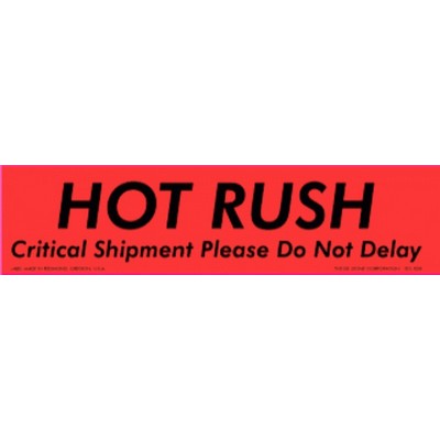 Hot Rush Critical Shipment Matte Paper Labels - 2" x 8"