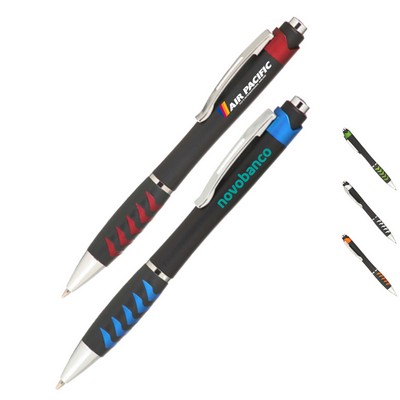 Ballpoint Pens w/Metallic accents & Colored Grip Plastic Pen