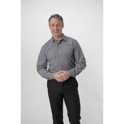 Woven Stretch Shirt Yarn Dyed Small Check Grey