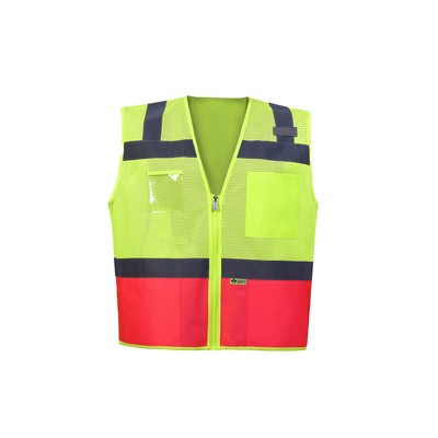 High Visibility Two-Tone Vest, Class 2, Pink, Mesh Upper/Solid Lower