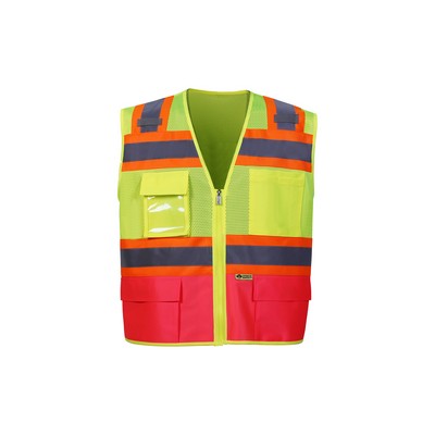 High Visibility Contrast Two-Tone Vest, Class 2, Pink, Mesh Upper/Solid Lower