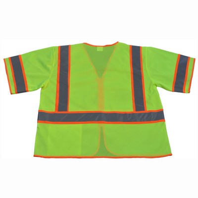Deluxe Lime Mesh/Orange Two Tone ANSI Class 3 Safety Vest with Zipper Closure