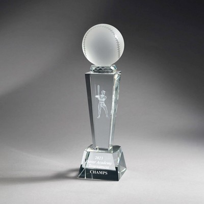 Male Baseball Crystal Column with Ball