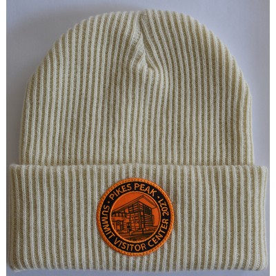Ribbed Cuffed Beanie with Photo-Over Patch