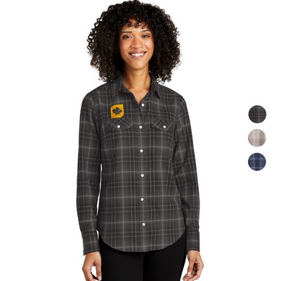 Port Authority Ladies Long Sleeve Ombre Plaid Shirt 4.6 oz.