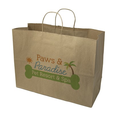 Full Color 1-Sided Natural Handle Shopper Paper Bag (16" X 12" x 6")
