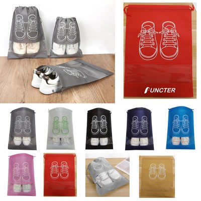 10.6" x 14.2" Non-Woven Drawstring Bag Travel Shoes Bag w/ Transparent Window