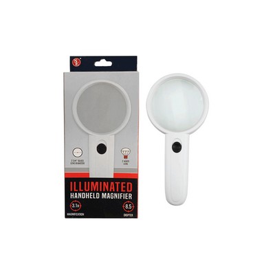 2 LED Illuminated Glass Lens Hand Held Magnifier