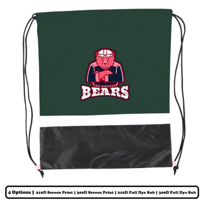 Horizontal Multi-Panel Polyester Drawstring Bag w/ Custom