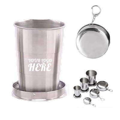 5 Oz. Stainless Steel Folding Cup With Key Chain