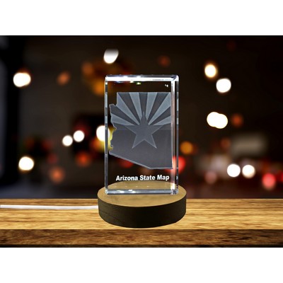 Arizona 3D Engraved Crystal Trophy Award w/LED Base Light - Keepsake Gift