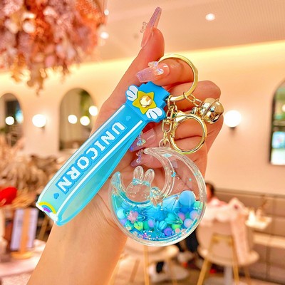 Blue Moon Keychain with Beads