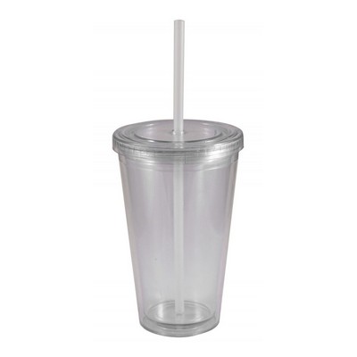 16 oz. Clear Double Wall Acrylic Translucent Tumbler
