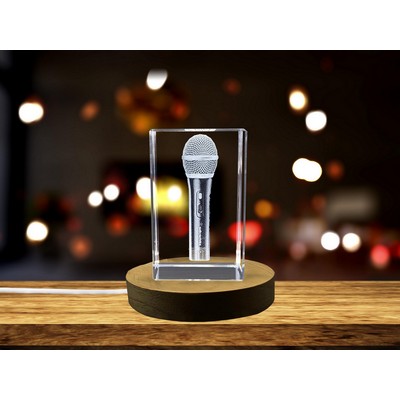 Faceted Crystal LD Dynamic Microphone w/LED Base - Fine Art Decor