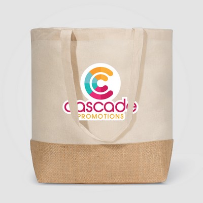 Rio™ Shopper Tote Bag - 5 oz. Recycled Cotton Blend with Jute - Heat Transfer