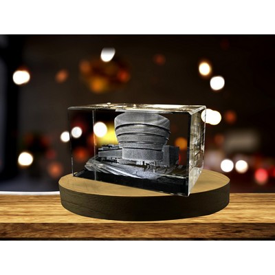 Guggenheim Museum 3D Engraved Crystal Trophy Award w/LED Base