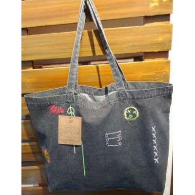 Dust Grey Denim Shopper Bag