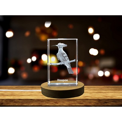 Hoopoe 3D Engraved Crystal Trophy Award - Bird Decor
