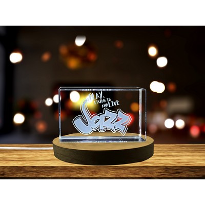 Play, Listen, and Love Jazz 3D Engraved Crystal Trophy