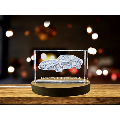 Ferrari 250 GTO 1962-1964 3D Engraved Crystal Trophy Award w/LED Base