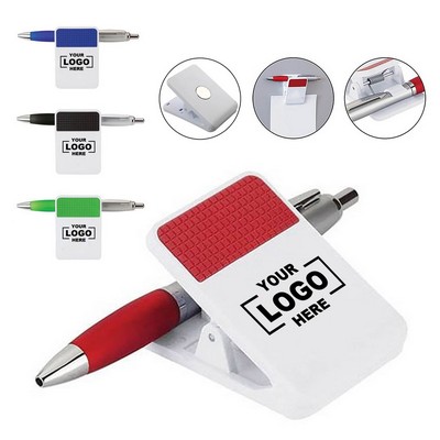 Jumbo Size Magnetic Memo Clip w/Ballpoint Pen