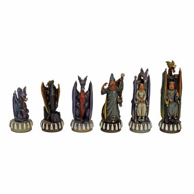 Hand Painted Dragon Themed Chess Pieces with 4.7" King.