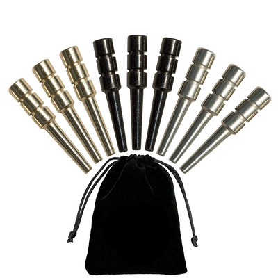 King-Sized Ultimate Cribbage Pegs - Set of 9 (3 Brass, 3 Chrome, 3 Black)