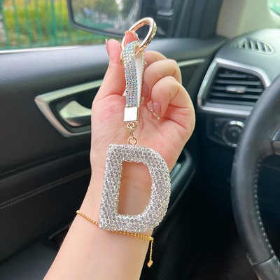 Crystal Surface Letter D Keychain Initial Keychain