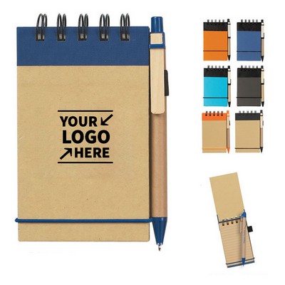 Kraft Paper Spiral Top Notebook w/Pen